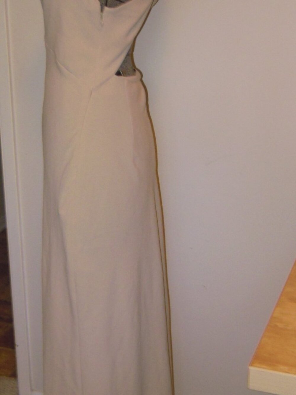 Long Beige/Sand Dress Gold Detail Size SMALL Zara Draped Neck Midi NWT - Picture 4 of 7